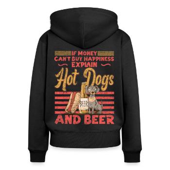 Hot Dog Adult Bière Vintage Si - Sweat à capuche zippé Premium bio Femme - noir - Dos - Julia (174cm)