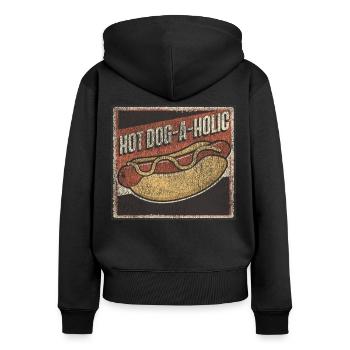 Hot Dog Adulte Vintage Chaud - Sweat à capuche zippé Premium bio Femme - noir - Dos - Julia (174cm)