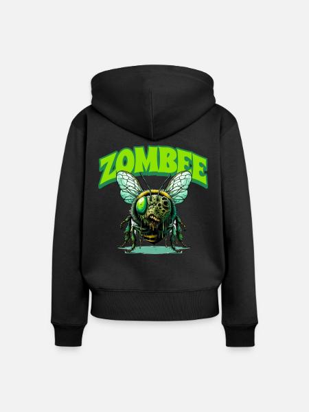 Zombie Biene Zombee - Frauen Premium Bio Zip Hoodie - Schwarz