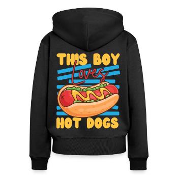 Hot Dog Adult Boy This Boy Loves - Women's Premium Organic Zip Hoodie - black - Back - Julia (174cm)