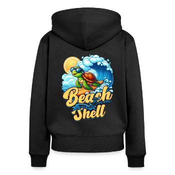 Schildkröte Schildkröten Beach Bum With A Shell - Frauen Premium Bio Zip Hoodie - Schwarz - Hinten - Julia (174cm)