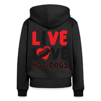 Hot Dog Adult Live Love Hot Dogs - Women's Premium Organic Zip Hoodie - black - Back - Julia (174cm)