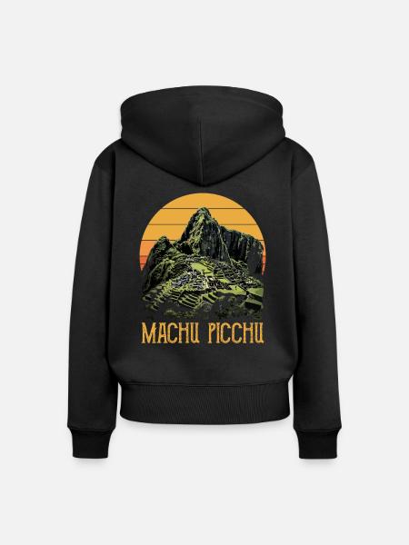 machu picchu, Peruvian machu picchu - Frauen Premium Bio Zip Hoodie - Schwarz