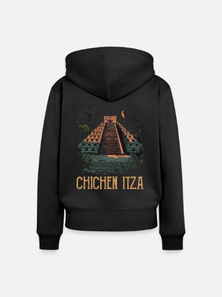 chichen itza mexico - Frauen Premium Bio Zip Hoodie - Schwarz