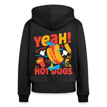 Hot Dog Adult Yeah! Hot Dogs - Frauen Premium Bio Zip Hoodie - Schwarz - Hinten - Julia (174cm)