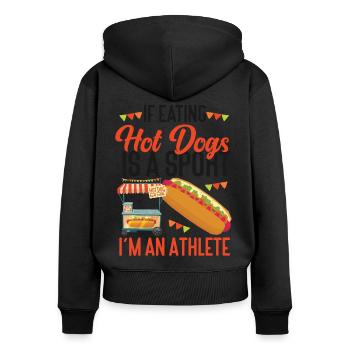 Hot-dog adulte si manger des hot-dogs - Sweat à capuche zippé Premium bio Femme - noir - Dos - Julia (174cm)