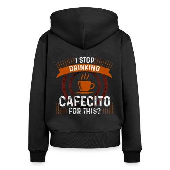 Cafecito Accessories & Cuban Lover Clothing - Women's Premium Organic Zip Hoodie - black - Back - Julia (174cm)