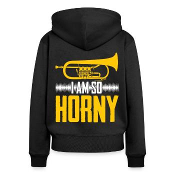 Flugelhorn Brass Instrument Orchestra - Frauen Premium Bio Zip Hoodie - Schwarz - Hinten - Julia (174cm)