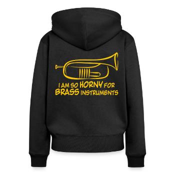 Brass Instrument Flugelhorn Orchestra - Frauen Premium Bio Zip Hoodie - Schwarz - Hinten - Julia (174cm)
