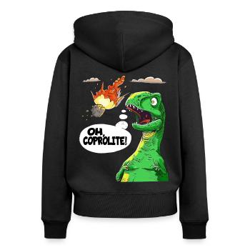 L’humour des dinosaures de la paléontologie - Sweat à capuche zippé Premium bio Femme - noir - Dos - Julia (174cm)