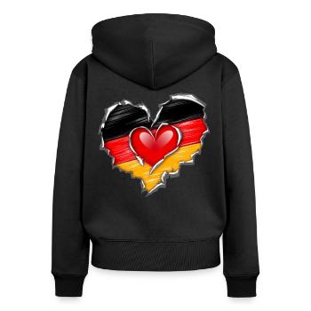 Allemagne Allemand Allemand GER Almanya Alemania - Sweat à capuche zippé Premium bio Femme - noir - Dos - Julia (174cm)