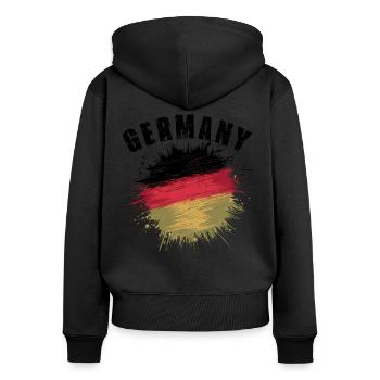 Allemagne Allemand Allemand GER Almanya Alemania - Sweat à capuche zippé Premium bio Femme - noir - Dos - Julia (174cm)