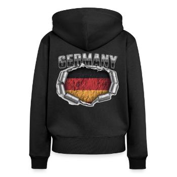 Deutschland Deutscher Deutsch GER Almanya Alemania - Frauen Premium Bio Zip Hoodie - Schwarz - Hinten - Julia (174cm)