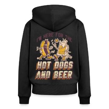 Hot Dog Adult Beer Vintage Je suis - Sweat à capuche zippé Premium bio Femme - noir - Dos - Julia (174cm)