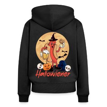 Hot Dog Adult Halloween Pun - Women's Premium Organic Zip Hoodie - black - Back - Julia (174cm)