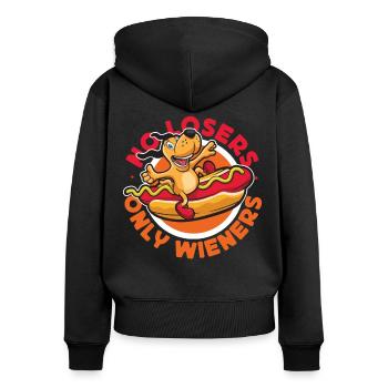 Hot Dog Jeu de mots pour adultes Pas de perdants seulement - Sweat à capuche zippé Premium bio Femme - noir - Dos - Julia (174cm)