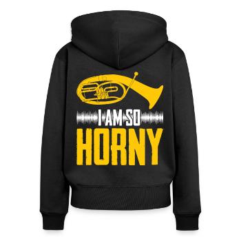 Tenorhorn Orchestra Brass Instrument - Frauen Premium Bio Zip Hoodie - Schwarz - Hinten - Julia (174cm)