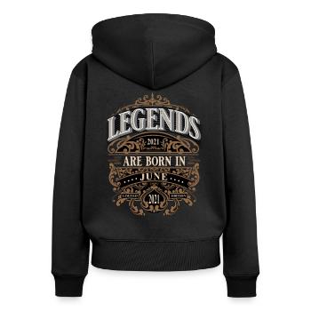 2021 Juni Geboren Geburtstag Geburtsjahr - Frauen Premium Bio Zip Hoodie - Schwarz - Hinten - Julia (174cm)