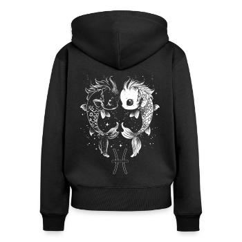 Pisces Sternzeichen Fische Symbol Astrologie - Frauen Premium Bio Zip Hoodie - Schwarz - Hinten - Julia (174cm)