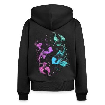 Pisces Sternzeichen Fische Astrologie Symbol - Frauen Premium Bio Zip Hoodie - Schwarz - Hinten - Julia (174cm)