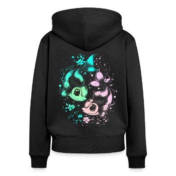 Pisces Sternzeichen Fische Geburtstag Astrologie - Frauen Premium Bio Zip Hoodie - Schwarz - Hinten - Julia (174cm)