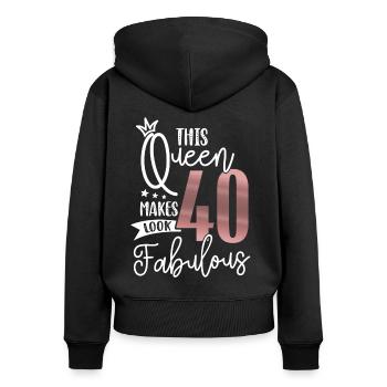 40 Years Cadeau 40e anniversaire femme femme - Sweat à capuche zippé Premium bio Femme - noir - Dos - Julia (174cm)