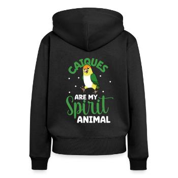 Lieblingstier - Weißbauchpapagei - Frauen Premium Bio Zip Hoodie - Schwarz - Hinten - Julia (174cm)