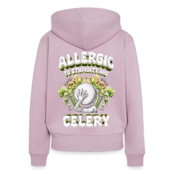 Celery Allergy Allergic To Stupidity And Celery - Women's Premium Organic Zip Hoodie - dusky pink - Back - Julia (174cm)