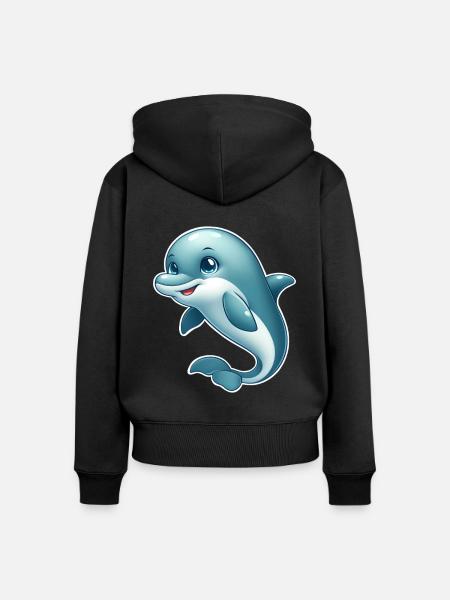 Delfin - Frauen Premium Bio Zip Hoodie - Schwarz