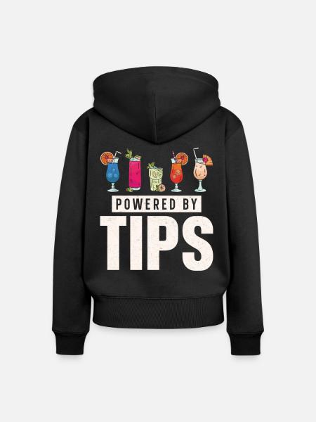 Bartender Mixologist Powered By - Frauen Premium Bio Zip Hoodie - Schwarz