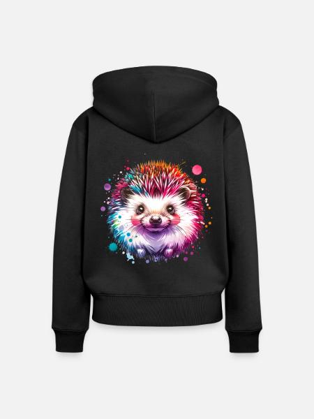 Igel - Frauen Premium Bio Zip Hoodie - Schwarz
