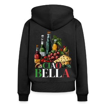 Ciao Bella - Women's Premium Organic Zip Hoodie - black - Back - Julia (174cm)