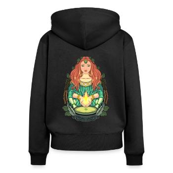 Dieu de la mythologie celtique - Brigitte - Sweat à capuche zippé Premium bio Femme - noir - Dos - Julia (174cm)