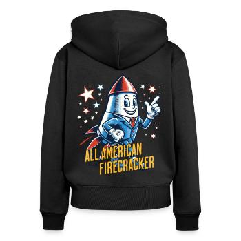 Tout pétard américain Design rétro vintage - Sweat à capuche zippé Premium bio Femme - noir - Dos - Julia (174cm)
