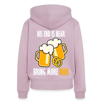Groom Best Man Groomsmen Bride Beer - Sweat à capuche zippé Premium bio Femme - rose poudré - Dos - Julia (174cm)