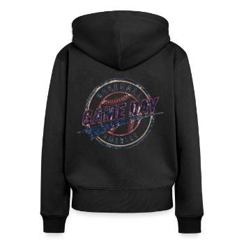 Baseball Men Women Kids Player Pitcher Softball - Frauen Premium Bio Zip Hoodie - Schwarz - Hinten - Julia (174cm)