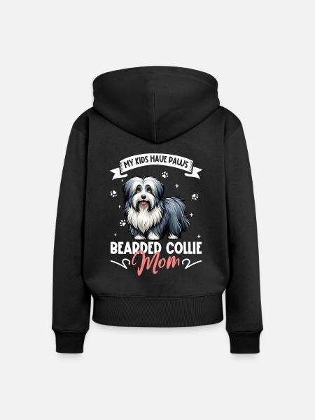 Bearded Collie Mama - Frauen Premium Bio Zip Hoodie - Schwarz