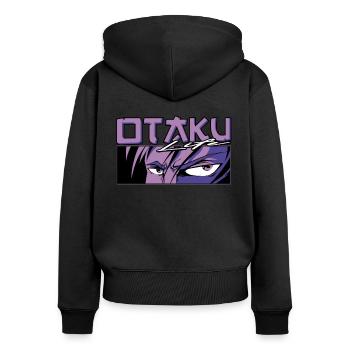 Anime Otaku Life - Sweat à capuche zippé Premium bio Femme - noir - Dos - Julia (174cm)