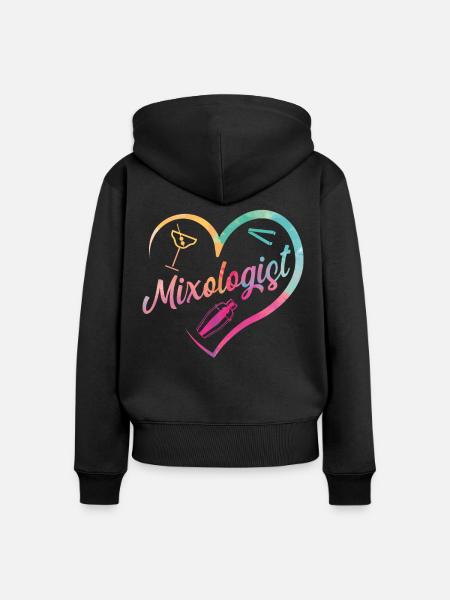 Bartender Mixologist Heart - Frauen Premium Bio Zip Hoodie - Schwarz