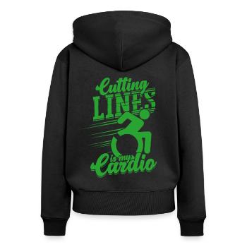 Rollstuhlfahrer Cutting Lines Is My Cardio - Frauen Premium Bio Zip Hoodie - Schwarz - Hinten - Julia (174cm)