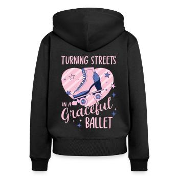 Rollerskater Party Streets Graceful Ballet Gift - Frauen Premium Bio Zip Hoodie - Schwarz - Hinten - Julia (174cm)