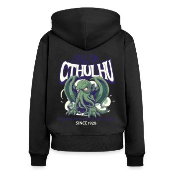 Call of Cthulhu Kult Lovecraft Necronomicon - Frauen Premium Bio Zip Hoodie - Schwarz - Hinten - Julia (174cm)