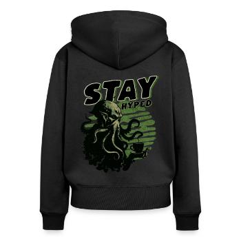 Stay Hyped - Cthulhu Kult Lovecraft Necronomicon - Frauen Premium Bio Zip Hoodie - Schwarz - Hinten - Julia (174cm)