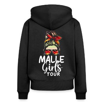 Visite des filles de Malle - Sweat à capuche zippé Premium bio Femme - noir - Dos - Julia (174cm)