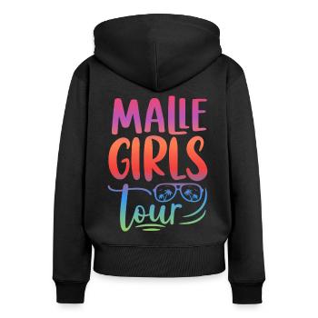 Visite des filles de Malle - Sweat à capuche zippé Premium bio Femme - noir - Dos - Julia (174cm)