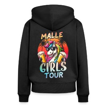 Visite des filles de Malle - Sweat à capuche zippé Premium bio Femme - noir - Dos - Julia (174cm)