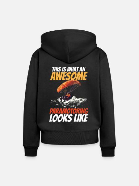 Flugschirm motorschirm paramotoring - Frauen Premium Bio Zip Hoodie - Schwarz