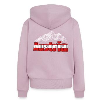 Autriche Vacances Aigle Alpes Montagnes Cadeau - Sweat à capuche zippé Premium bio Femme - rose poudré - Dos - Julia (174cm)