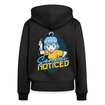 Anime Senpai remarqué - Sweat à capuche zippé Premium bio Femme - noir - Dos - Julia (174cm)
