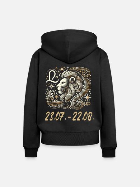 Himmlischer Löwe Sternzeichen - Frauen Premium Bio Zip Hoodie - Schwarz